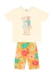 Brandili - Conjunto Infantil Menina em Meia Malha Branco - variação: Bege