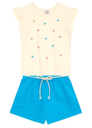 Brandili - Conjunto Infantil Menina em Meia Malha Bege - BRANDILI