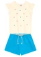 Brandili - Conjunto Infantil Menina em Meia Malha Bege - variação: Bege