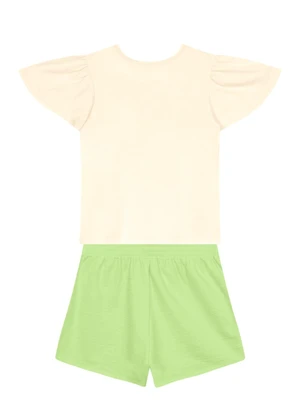 Brandili - Conjunto Infantil Menina em Meia Malha Bege - BRANDILI
