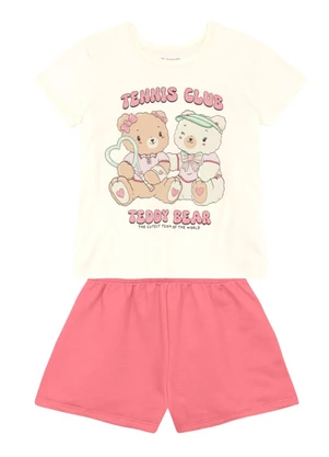Brandili - Conjunto Infantil Menina em Meia Malha Bege - BRANDILI