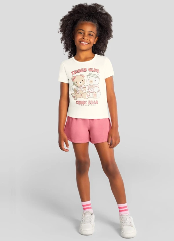 Brandili - Conjunto Infantil Menina em Meia Malha Bege
