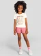 Brandili - Conjunto Infantil Menina em Meia Malha Rosa - variação: Bege