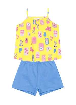 Brandili - Conjunto Infantil Menina em Meia Malha Bege - BRANDILI