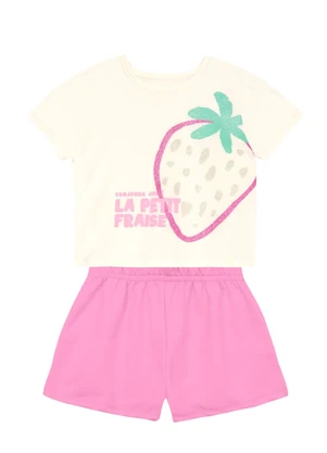 Brandili - Conjunto Infantil Menina em Meia Malha Bege - BRANDILI