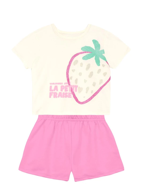 Brandili - Conjunto Infantil Menina em Meia Malha Bege