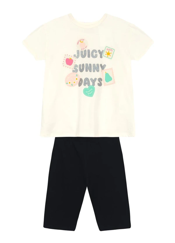 Brandili - Conjunto Infantil Menina em Meia Malha Bege