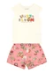 Brandili - Conjunto Infantil Menina em Meia Malha Rosa - variação: Bege