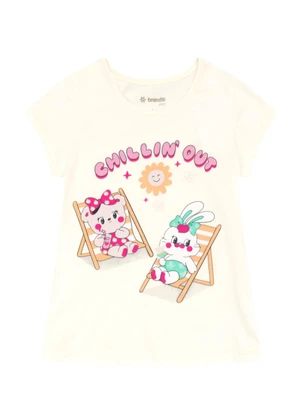 Brandili - Conjunto Infantil Menina em Meia Malha Bege - BRANDILI