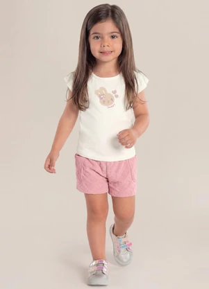 Brandili - Conjunto Infantil Menina em Meia Malha Bege - BRANDILI