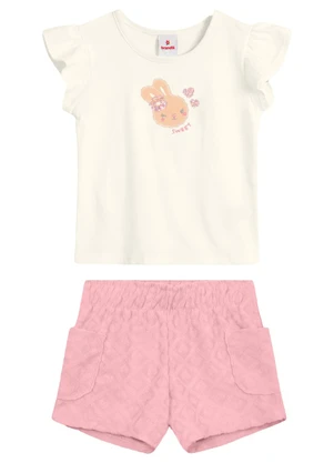 Brandili - Conjunto Infantil Menina em Meia Malha Bege - BRANDILI