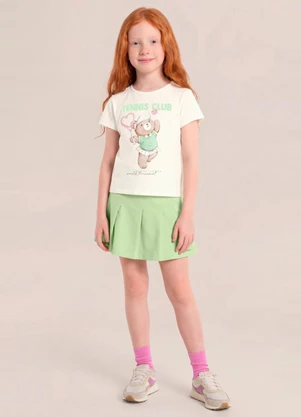 Brandili - Conjunto Infantil Menina em Meia Malha Bege - BRANDILI