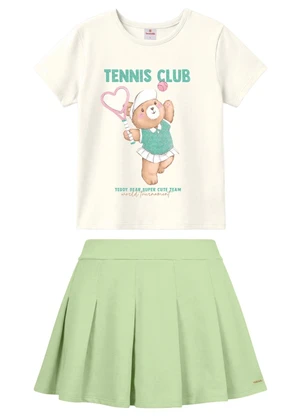 Brandili - Conjunto Infantil Menina em Meia Malha Bege - BRANDILI