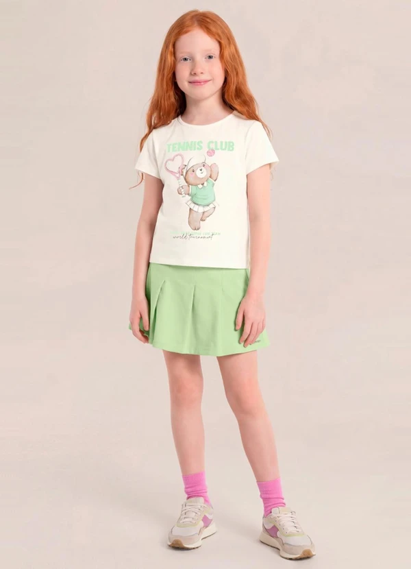 Brandili - Conjunto Infantil Menina em Meia Malha Bege