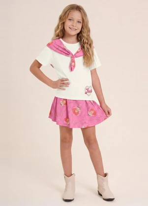 Brandili - Conjunto Infantil Menina em Meia Malha Bege - BRANDILI