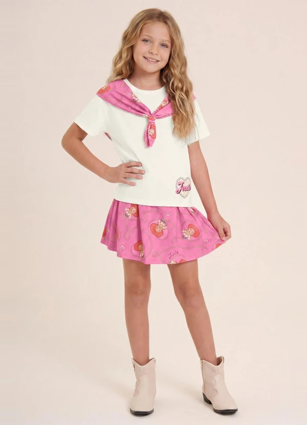 Brandili - Conjunto Infantil Menina em Meia Malha Bege