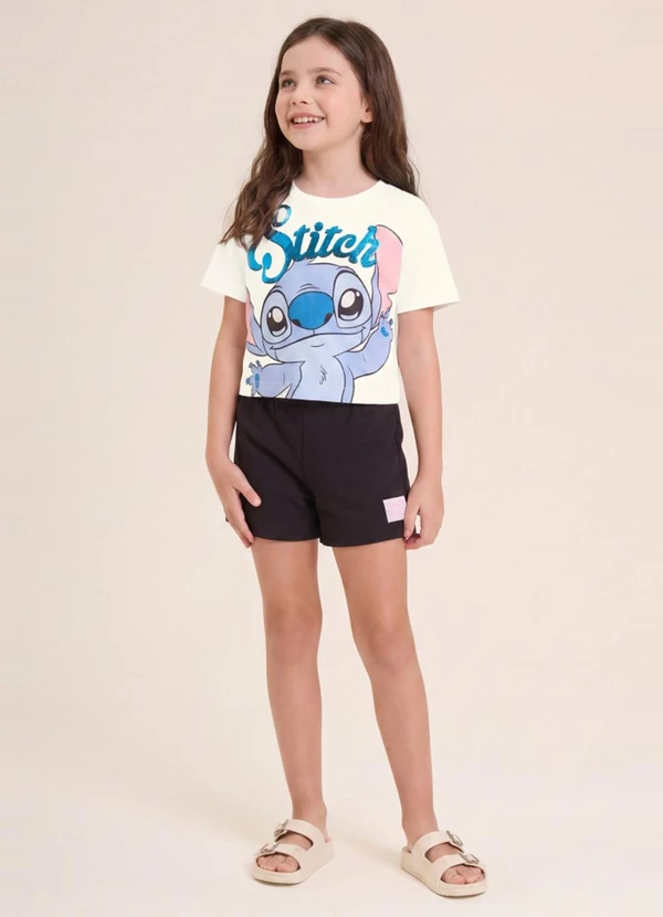 Brandili - Conjunto Infantil Menina em Meia Malha Bege