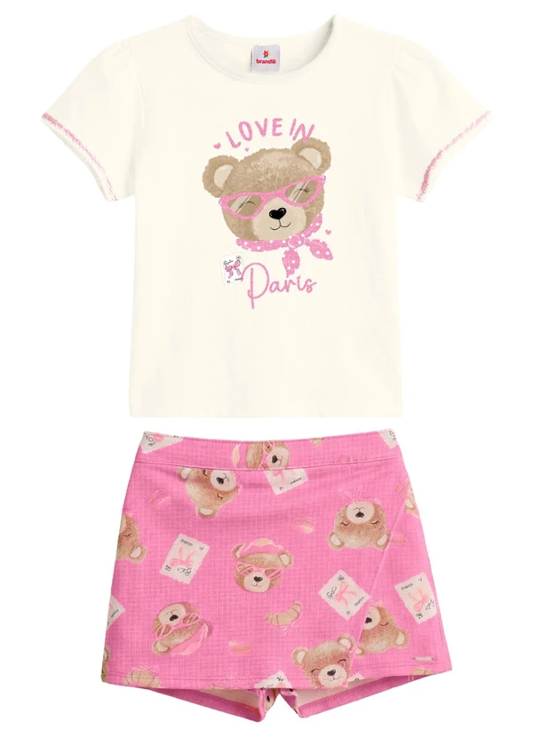 Brandili - Conjunto Infantil Menina em Meia Malha Bege