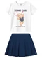 Brandili - Conjunto Infantil Menina em Meia Malha Bege - variação: Branco