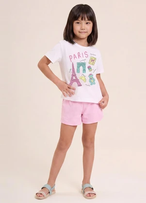 Brandili - Conjunto Infantil Menina em Meia Malha Branco - BRANDILI