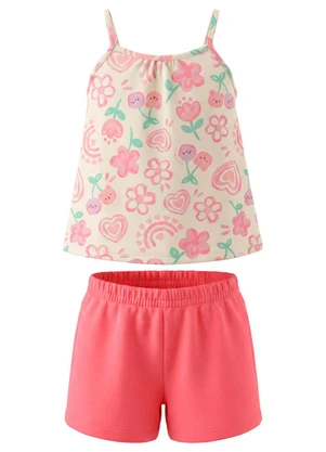 Brandili - Conjunto Infantil Menina em Meia Malha de Flores - BRANDILI