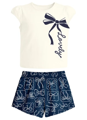 Brandili - Conjunto Infantil Menina em Meia Malha de Laço - BRANDILI