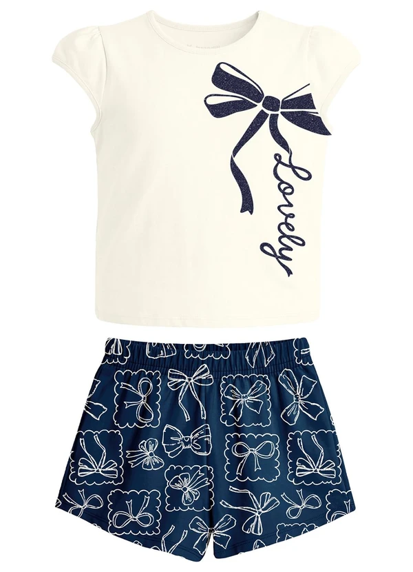 Brandili - Conjunto Infantil Menina em Meia Malha de Laço