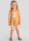 Brandili - Conjunto Infantil Menina em Meia Malha Bege - variação: Laranja