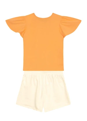 Brandili - Conjunto Infantil Menina em Meia Malha Laranja - BRANDILI