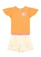 Brandili - Conjunto Infantil Menina em Meia Malha Rosa - variação: Laranja