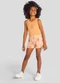 Brandili - Conjunto Infantil Menina em Meia Malha Rosa - variação: Laranja