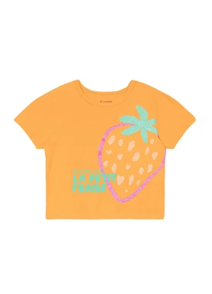 Brandili - Conjunto Infantil Menina em Meia Malha Laranja - BRANDILI