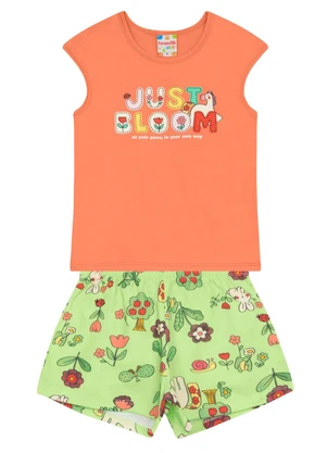 Brandili - Conjunto Infantil Menina em Meia Malha Laranja - BRANDILI