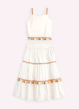 Nanai - Conjunto Infantil Menina em Meia Malha Off White - NANAI