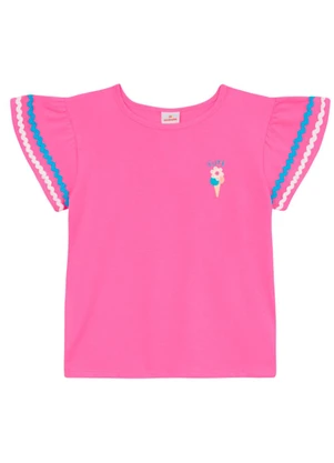 Brandili - Conjunto Infantil Menina em Meia Malha Rosa - BRANDILI