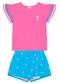 Brandili - Conjunto Infantil Menina em Meia Malha Bege - variação: Rosa