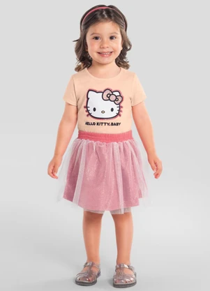 Brandili - Conjunto Infantil Menina em Meia Malha Rosa - BRANDILI