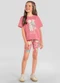Brandili - Conjunto Infantil Menina em Meia Malha Branco - variação: Rosa
