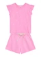 Brandili - Conjunto Infantil Menina em Meia Malha Bege - variação: Rosa