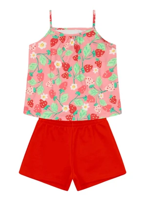 Brandili - Conjunto Infantil Menina em Meia Malha Rosa - BRANDILI