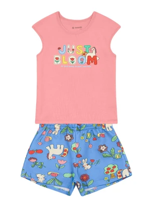 Brandili - Conjunto Infantil Menina em Meia Malha Rosa - BRANDILI