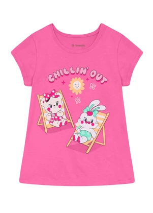 Brandili - Conjunto Infantil Menina em Meia Malha Rosa - BRANDILI