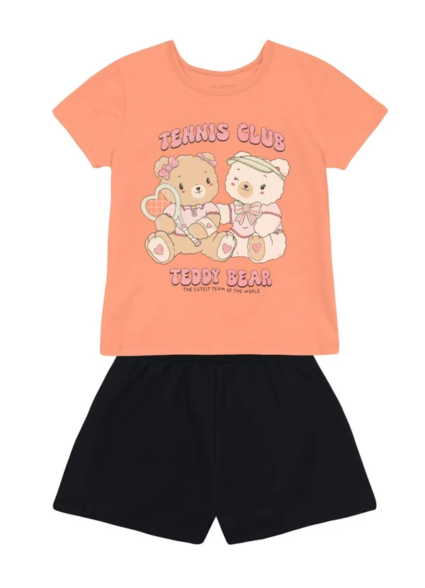 Brandili - Conjunto Infantil Menina em Meia Malha Rosa