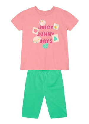 Brandili - Conjunto Infantil Menina em Meia Malha Rosa - BRANDILI