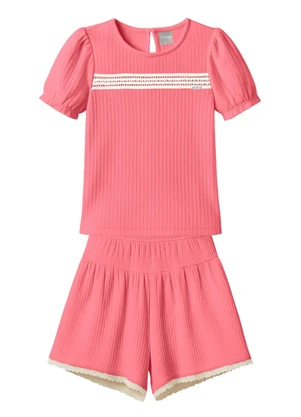 Mundi - Conjunto Infantil Menina em Meia Malha Rosa - MUNDI