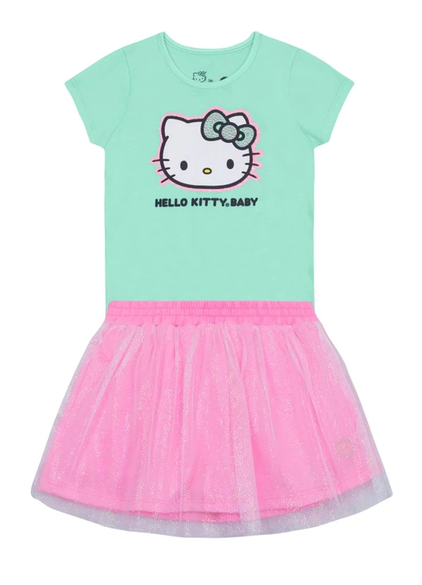 Brandili - Conjunto Infantil Menina em Meia Malha Verde