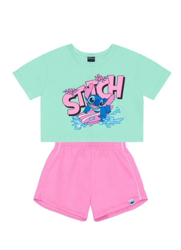 Brandili - Conjunto Infantil Menina em Meia Malha Verde