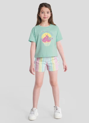 Mundi - Conjunto Infantil Menina em Meia Malha Verde - MUNDI