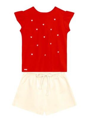 Brandili - Conjunto Infantil Menina em Meia Malha Vermelho - BRANDILI