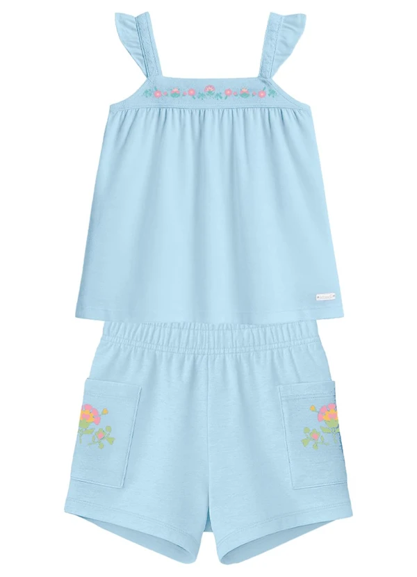 Mundi - Conjunto Infantil Menina em Moletinho Azul